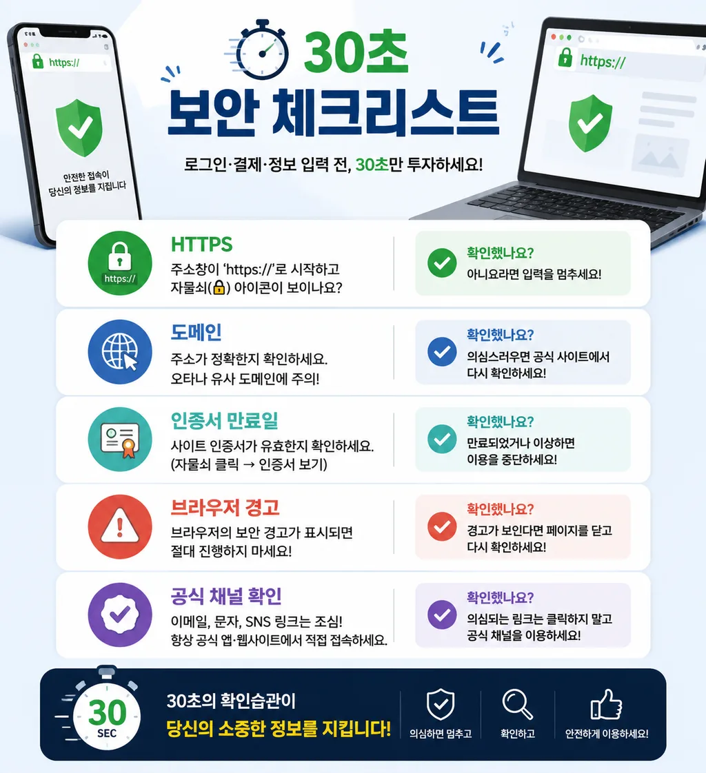 개인정보 입력 전 SSL 인증서 확인 체크리스트